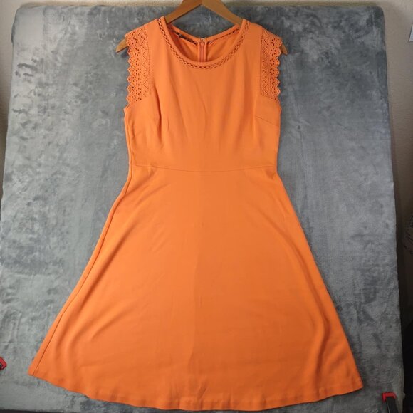 Sleeveless Talbots SP‎ Small Petite Fit Orange Dress with Crochet Accents Cotton - Picture 1 of 9